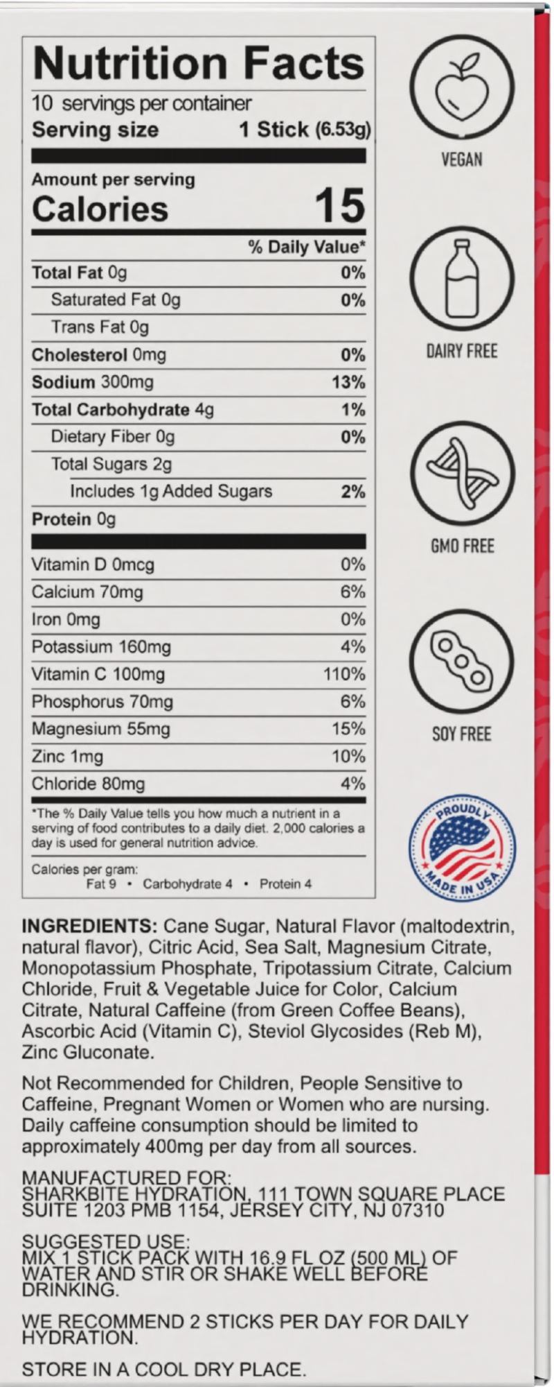 10-Stick Bite Box Fruit Punch nutrition and ingredients