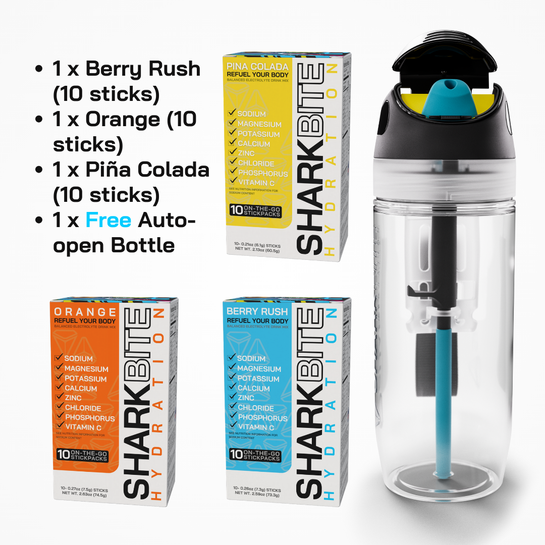 Caffeine-Free Hydration Trio (30 Electrolyte Sticks) + Free Bottle