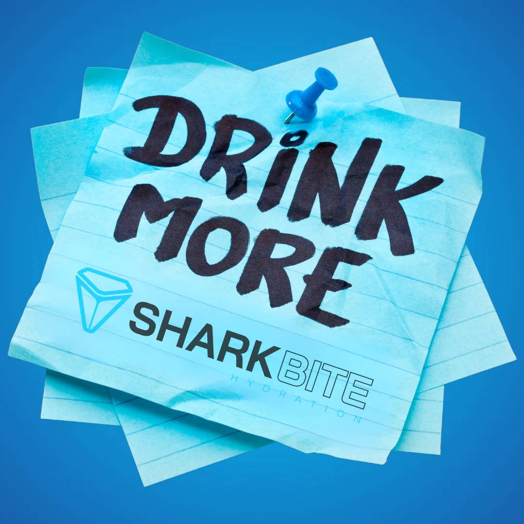 Image of blue note with the words 'Drink More SharkBite'